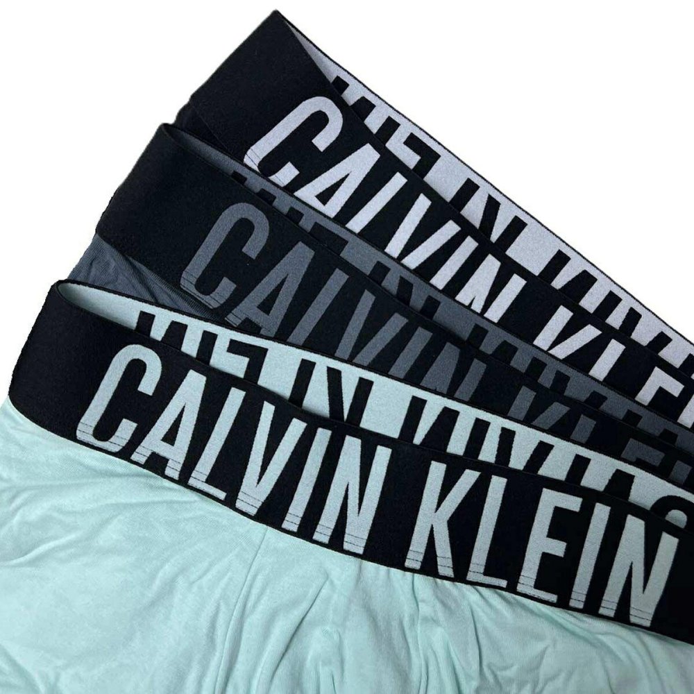 カルバンクライン Calvin Klein(CK) ボクサーパンツ トランク インテンスパワー 3枚組 セット 前閉じ コットン ロゴ 下着 NB3608A ZDB メンズ ブラック+グレー+ブルー