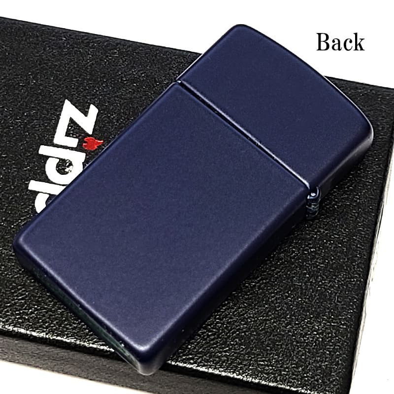 ZIPPO ライター スリム型 ジッポーロゴ 艶消し マットネイビー おしゃれ ギフト シンプル 紺 メンズ プレゼント 可愛い レディース