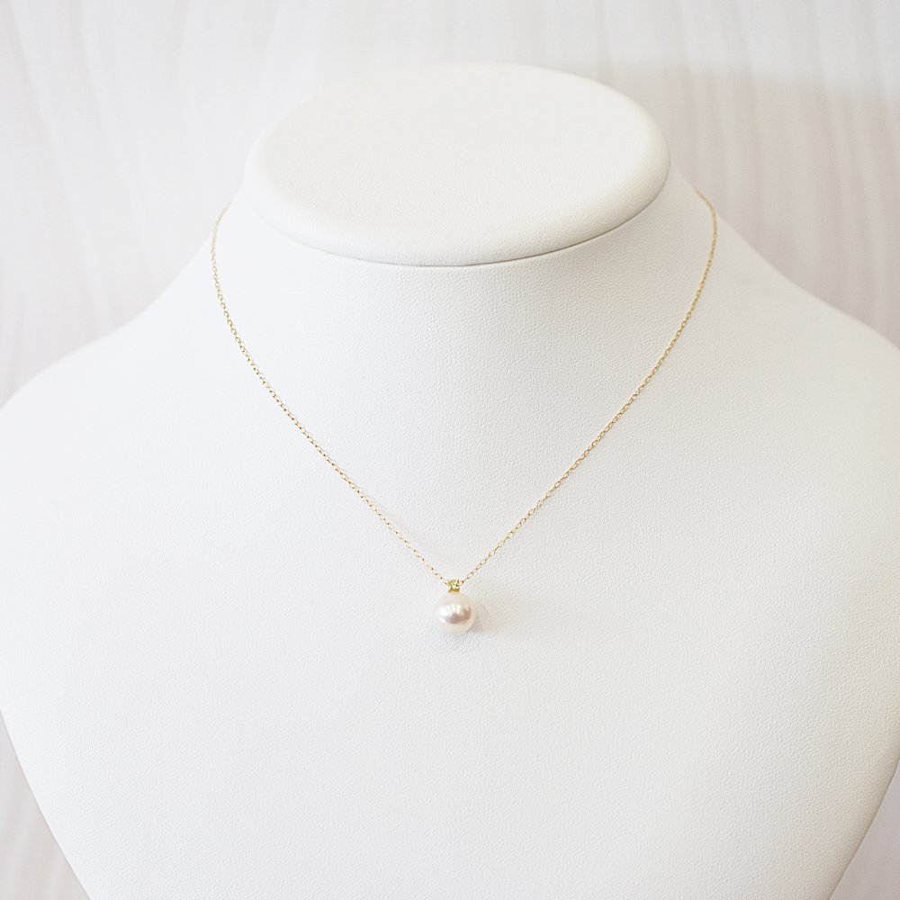 ［pearl604］8mm - 8.5mm ホワイトピンク ペンダント ネックレス 8月 誕生石 ペリドット あこや真珠