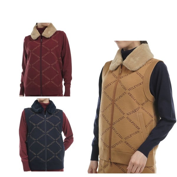トミーヒルフィガー ゴルフ レディース ベスト モノグラムジャカード ファートリム ニットベスト TOMMY HILFIGER GOLF THLA487 秋冬モデル お誕生日祝い お祝い 記念品 30代 40代 50代 60代 母の日 お母さん 還暦祝い 敬老の日 彼女 人気プレゼント プレゼント