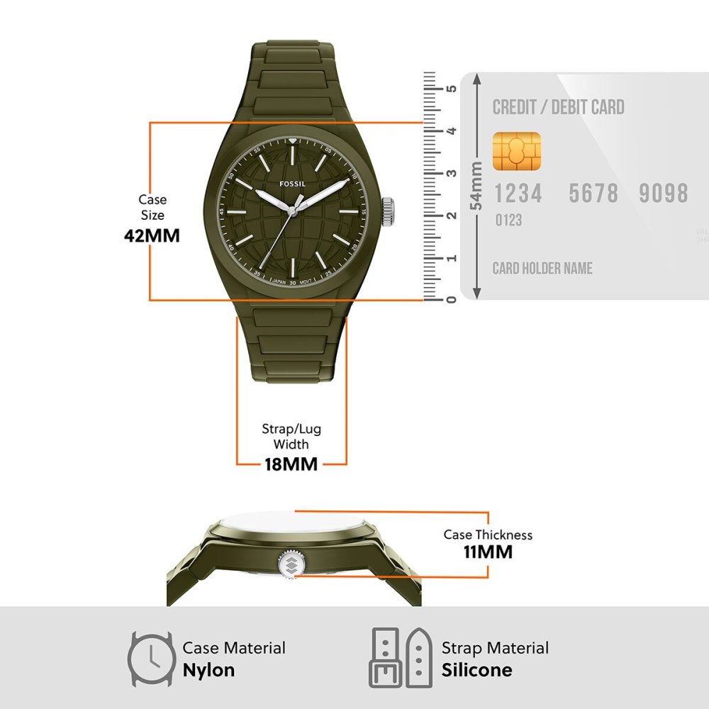 フォッシル FOSSIL 腕時計 メンズ EVERETT アナログ オリーブ シリコンウォッチ FS6178【2026 新作】