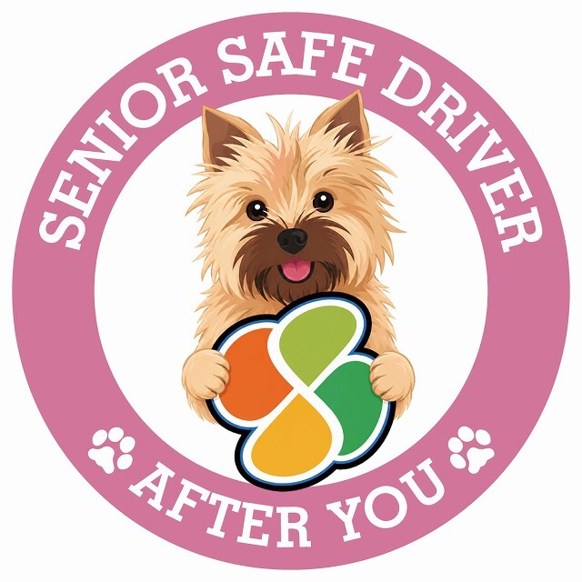 カーサイン 高齢者マーク SENIOR SAFE DRIVER ノーリッチテリア ステッカー シール 直径13cm 肉球 日本製 車