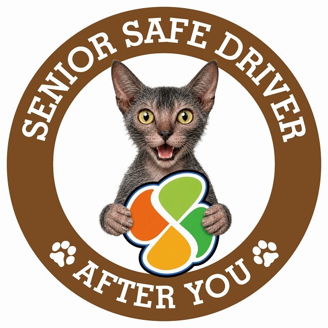 カーサイン 高齢者マーク SENIOR SAFE DRIVER ライコイ ステッカー シール 直径13cm 肉球 日本製 車