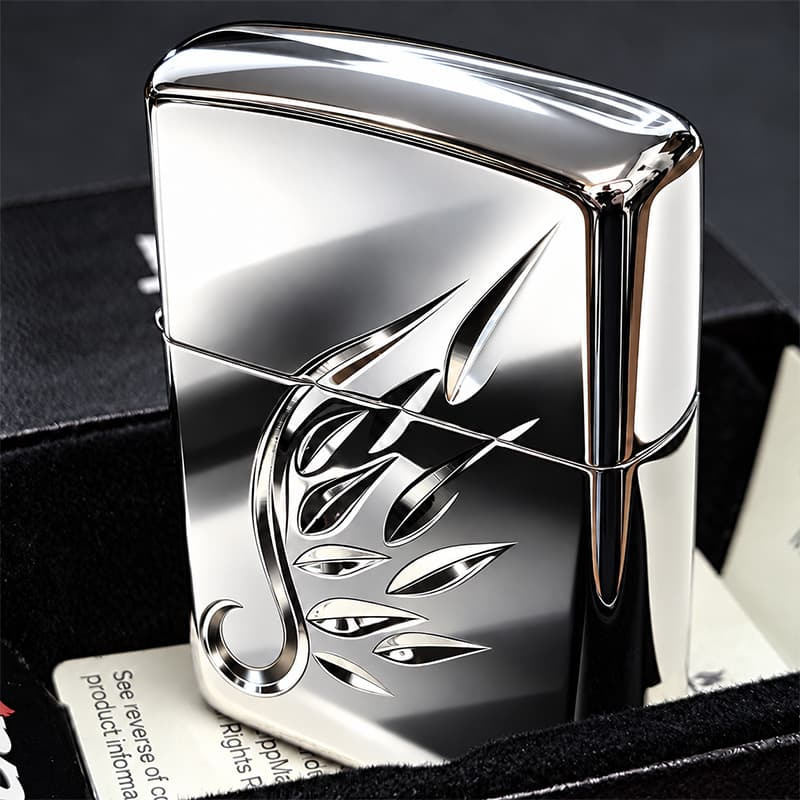 ZIPPO ライター アーマー エーテル・プリューム シルバー ジッポ 天使の羽 V刃彫刻 銀 鏡面仕上げ かっこいい AETHER PLUME 重厚 おしゃれ メンズ ギフト プレゼント