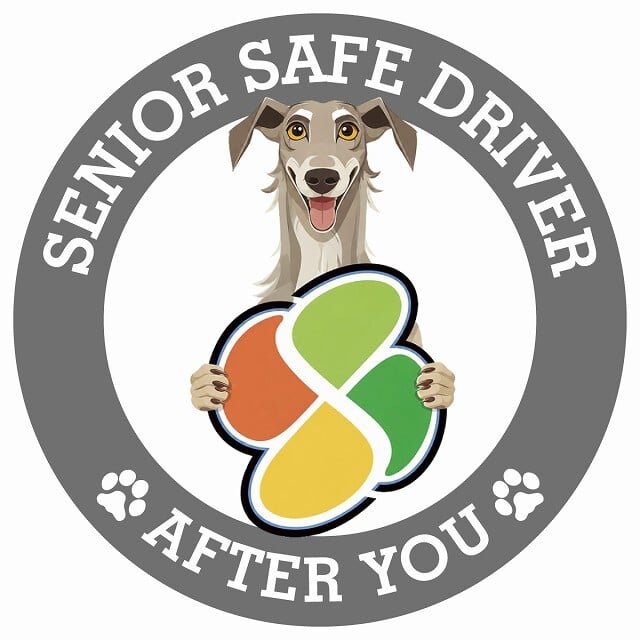 カーサイン 高齢者マーク SENIOR SAFE DRIVER ディアハウンド ステッカー シール 直径13cm 肉球 日本製 車