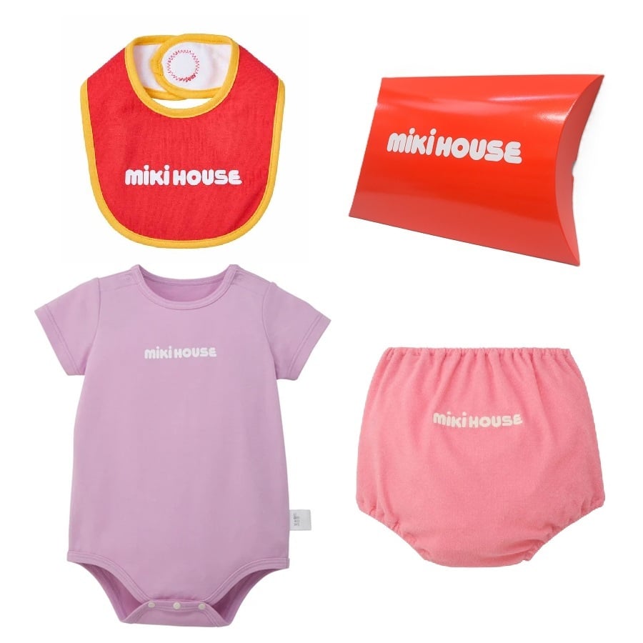 ミキハウス（mikihouse）　ロゴ　ボディシャツ・ブルマ・スタイセット　ギフトボックス付き