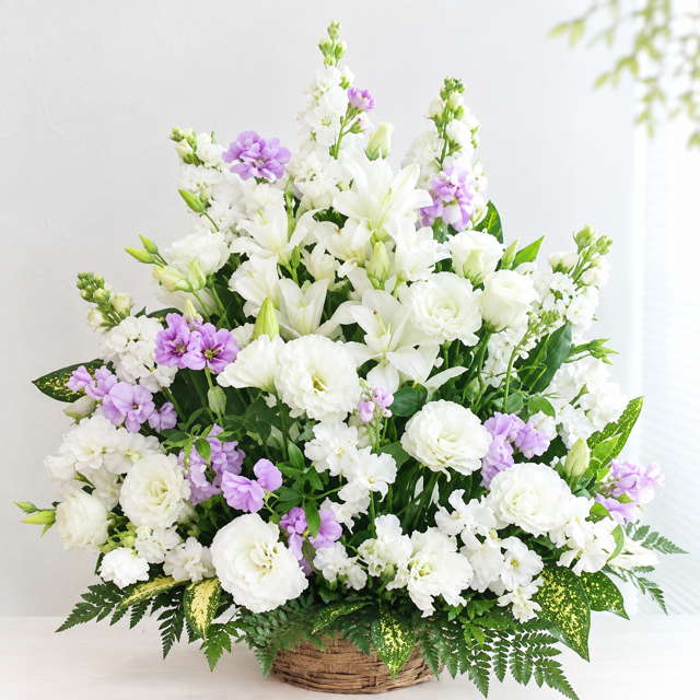 お供え花 お悔やみ 生花アレンジメント 3Lサイズ 高さ約60cm フラワーアレンジメント 供花 仏花 命日 お盆 お彼岸 法事 四十九日 一周忌 三回忌 枕花 送料無料【北海道・沖縄・九州・四国・中国・離島は配送不可】