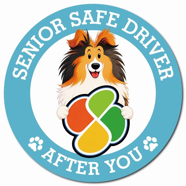 カーサイン 高齢者マーク SENIOR SAFE DRIVER シェットランドシープドッグ マグネット 強力 直径13cm 肉球 日本製 車 ステッカー