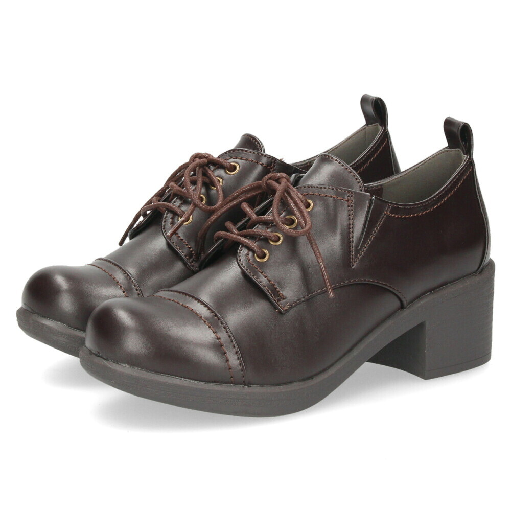 byあしながおじさん レースアップシューズ レディース 8980437 靴 厚底 ヒール レースアップ ラウンドトゥ 歩きやすい 痛くない ゆったり 黒 ブラック ダークブラウン