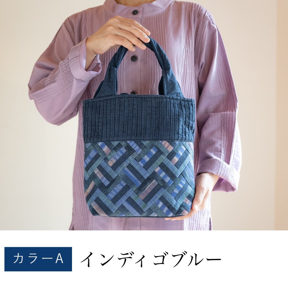 母 プレゼント 細かいパッチワークのミニトートバッグ バッグ 手提げバッグ トートバッグ ハンドバッグ 祖母 おばあちゃん 義母 お母さん 母親 60代 70代 80代 90代 シニア 誕生日プレゼント 誕生日 母の日 敬老の日 木綿 綿 コットン 軽量 手染め 手織り
