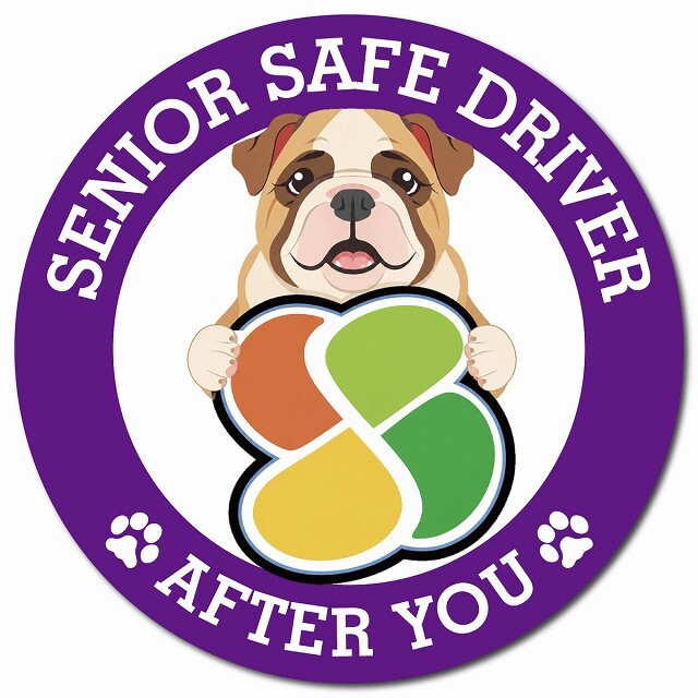 カーサイン 高齢者マーク SENIOR SAFE DRIVER ブルドッグ マグネット 強力 直径13cm 肉球 日本製 車 ステッカー