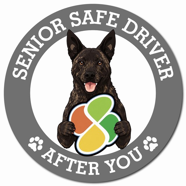 カーサイン 高齢者マーク SENIOR SAFE DRIVER 甲斐犬 マグネット 強力 直径13cm 肉球 日本製 車 ステッカー