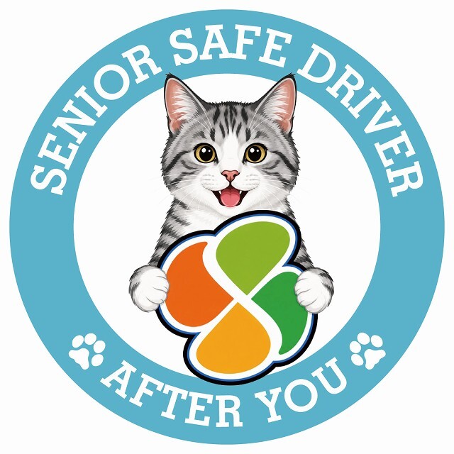 カーサイン 高齢者マーク SENIOR SAFE DRIVER サバ白 ステッカー シール 直径13cm 肉球 日本製 車