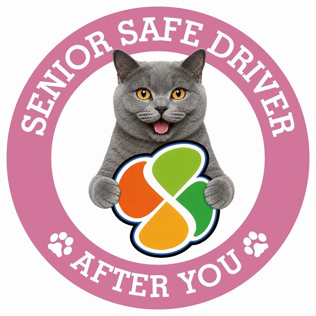 カーサイン 高齢者マーク SENIOR SAFE DRIVER シャルトリュー ステッカー シール 直径13cm 肉球 日本製 車