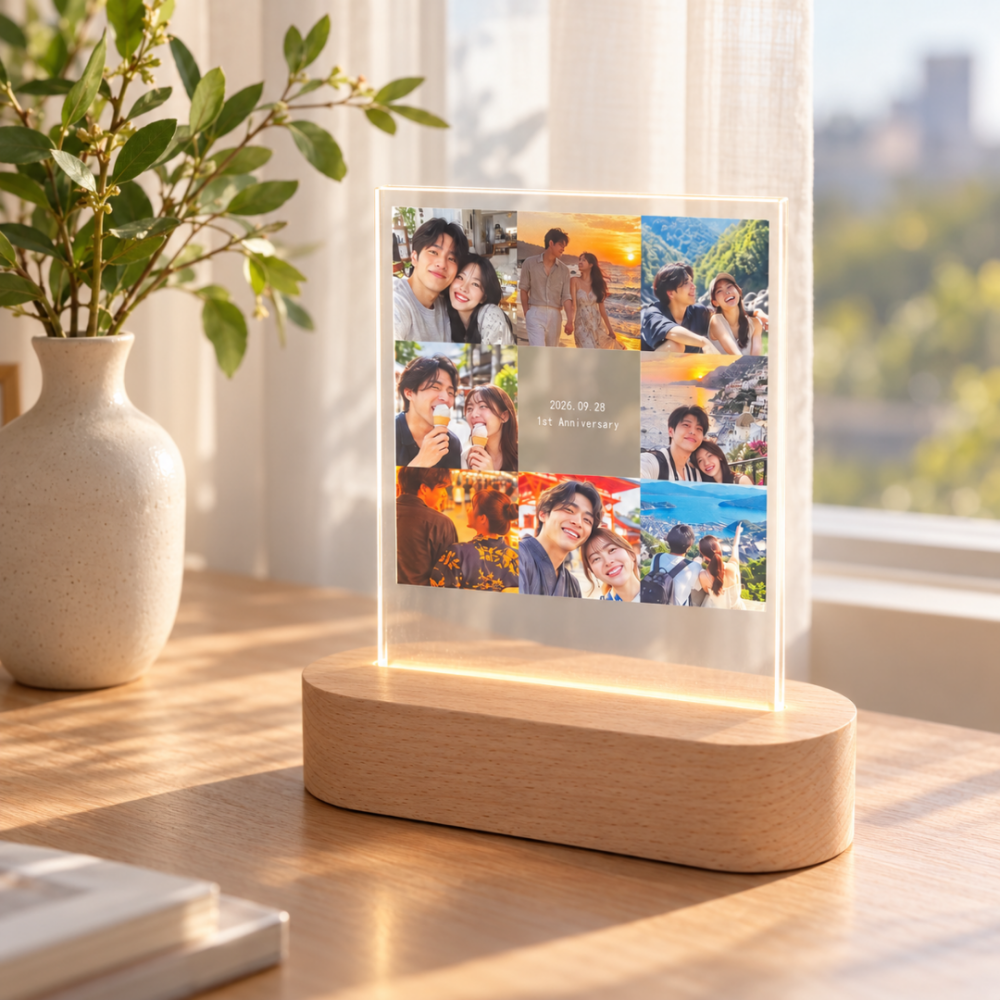 【LEDスタンドパネル | コラージュデザイン】写真入り 名入れ対応 送料無料フォトフレーム アクリルフォトパネル カップル 彼氏 彼女 写真立て 名前入れ 文字入れ メッセージ入り おしゃれ お洒落 メモリアル フォト フォトスタンド アクリル ギフト プレゼント 結婚 誕生日 記念日 出産 卒業 ペット 推し活 子供 部活