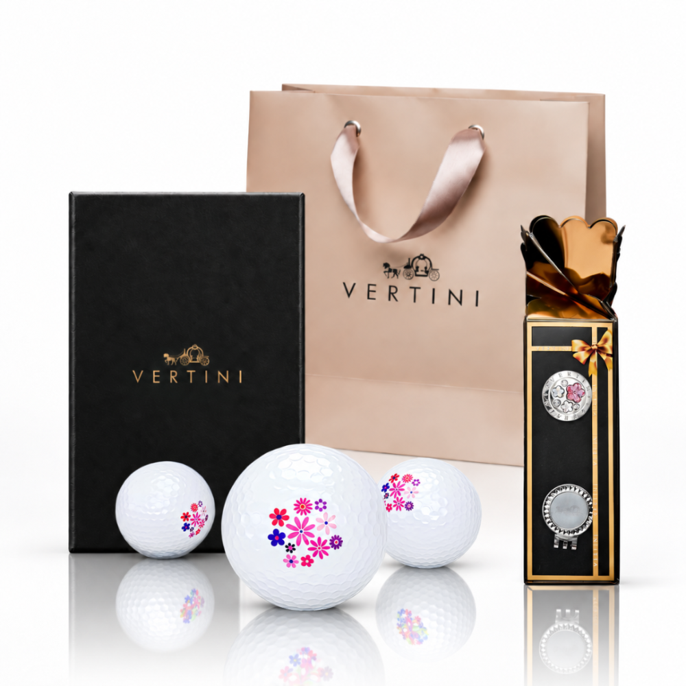 【記念品】VERTINI プレミアムゴルフマーカー (FLOWER)・ゴルフボールセット (3球or6球入) ギフト プレゼント