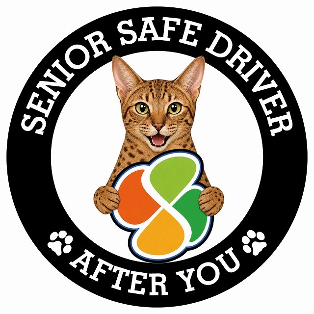 カーサイン 高齢者マーク SENIOR SAFE DRIVER オシキャット ステッカー シール 直径13cm 肉球 日本製 車