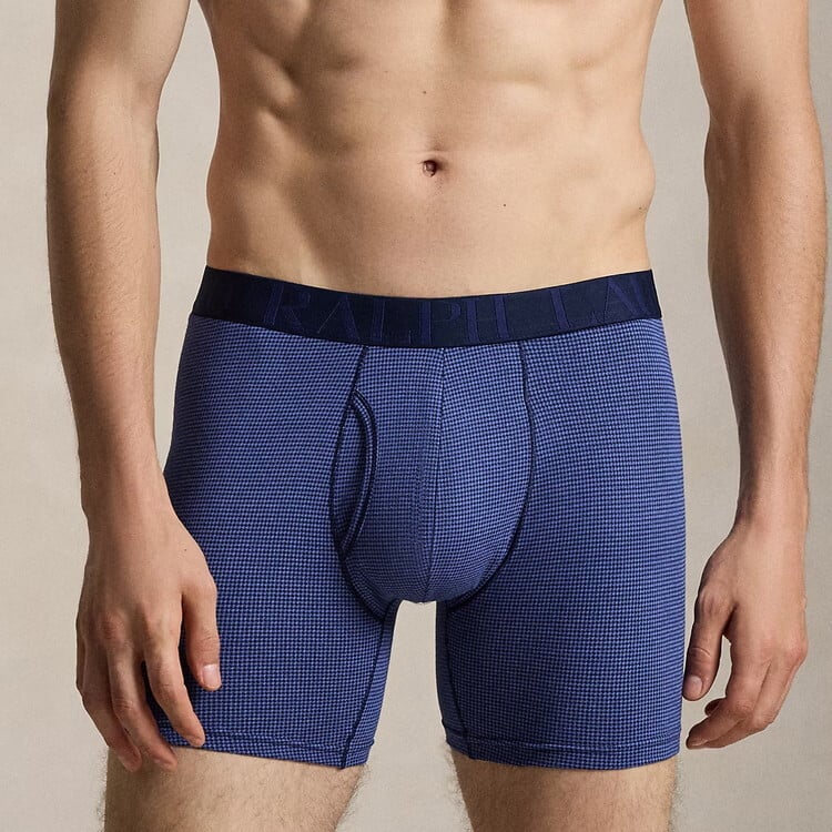 ポロラルフローレン：CLASSIC FIT STRETCH ボクサーブリーフ 3PK (ウィンターネイビーヘザー/ハーバーアイランドブルー/クルーズネイビー)[ボクサーパンツ/ 男性下着/ メンズインナー/人気ブランド/おすすめギフト/誕生日プレゼント/メンズファッション]