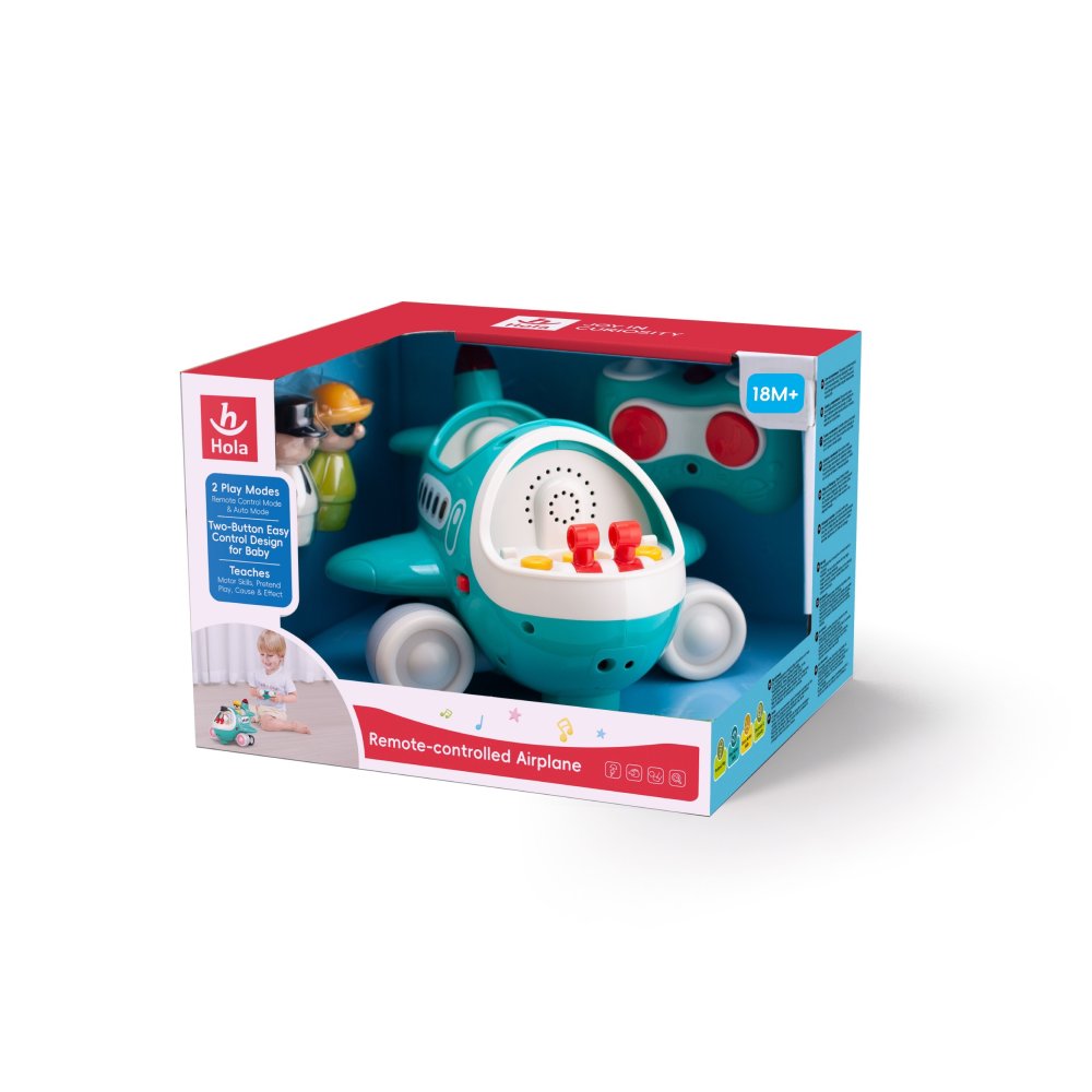 誕生日プレゼント Hola Toys オラトイズ 音がいっぱい 操縦できる ひこうき 飛行機 おもちゃ 乗り物 のりもの リモコン サイレン 搭乗音 音が鳴る 音楽 自動走行 自分で走る ごっこ遊び パイロット 人形付き 知育玩具 1歳半 18カ月 2歳 3歳 男の子 女の子 お祝い ギフト