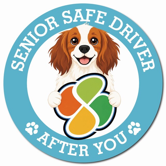 カーサイン 高齢者マーク SENIOR SAFE DRIVER コーイケルホーンディエ マグネット 強力 直径13cm 肉球 日本製 車 ステッカー