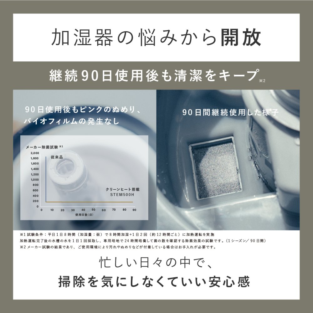 加湿器 cado カドー STEM 500H HM-C500H ハイブリッド式 加熱除菌 オートクリーン クリーンヒート 超音波式 加熱式 大容量 5L 上から給水 上部給水 最大500mL/h 静音 35dBA リビング 寝室 14畳 おしゃれ デザイン家電 新築祝い 新生活 プレゼント ギフト