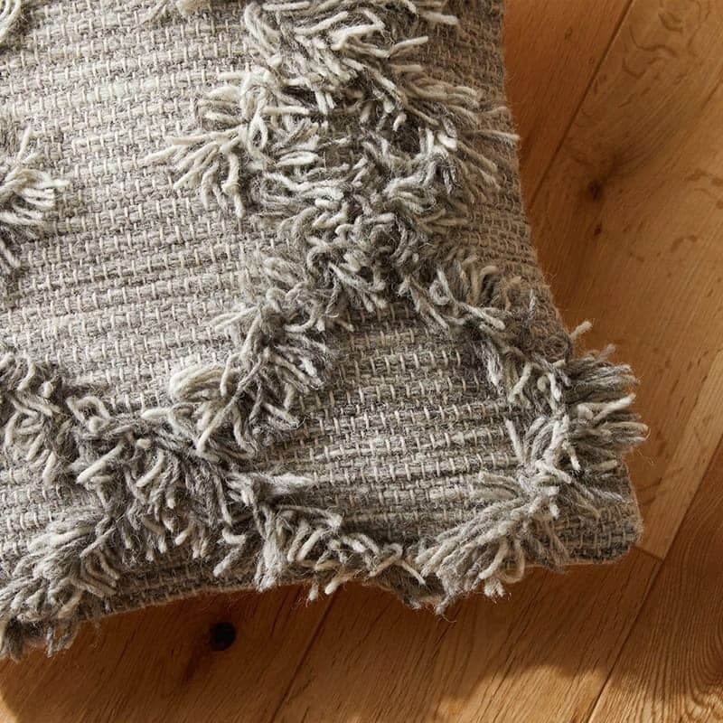 ベッド 寝具 クッションカバー 45×45cm ウール モロッカン かわいい オシャレ 綿 ベニワレン 韓国 北欧 グレー 正方形 カバー 座布団カバー