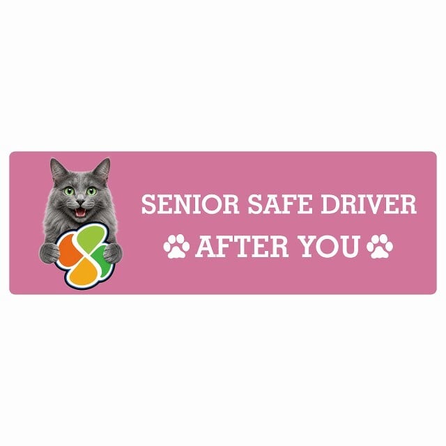 カーサイン 高齢者マーク SENIOR SAFE DRIVER ネベロング ステッカー シール 長方形 20x6.7cm 肉球 日本製 車