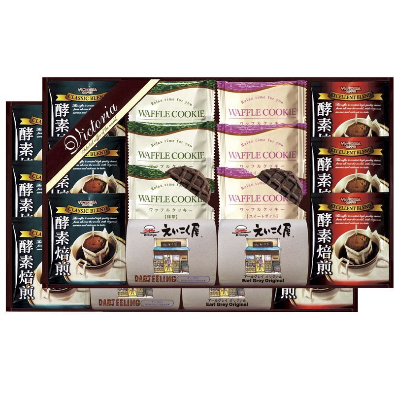 お歳暮・冬ギフト VICTORIA COFFEE ドリップコーヒー&えいこく屋紅茶・クッキーセット No50 (VEM-50) ※送料無料(北海道・沖縄・離島への配送不可)