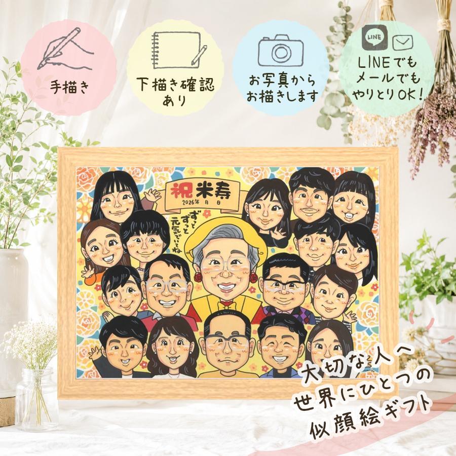 誕生日の贈り物に、見ると笑顔になる似顔絵を贈りませんか。 米寿祝い 似顔絵 ギフト 手描き 名入れ プレゼント 贈り物 誕生日 お祝い 長寿 記念日 大人数 ご両親 祖父母 孫 修正無料 名入れ 下書き確認 親孝行 喜ばれる 宝物 そっくり 宝物 米寿祝い 88歳 傘寿 クリスマス 感激 ホワイトデー 感謝 百寿祝い 還暦祝い イラスト 大量注文 結婚祝い 白寿祝い バレンタインデー オリジナル