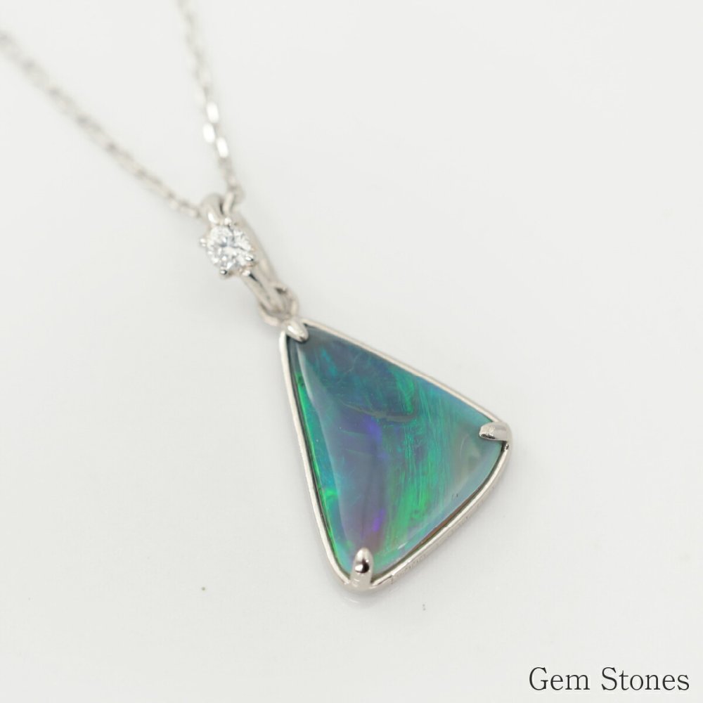 上質 ブラックオパール ネックレス 1.080ct ダイヤモンド プラチナ Pt900 ペンダント シンプル エレガント 上品 レディース 宝石 ダイヤ 一粒 一石 ジュエリー 10月 誕生石 プレゼント