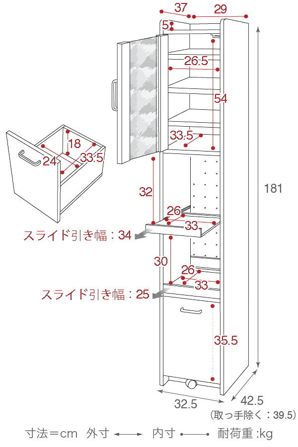 食器棚 キッチン収納 すきま 隙間収納 キッチン ミニ キッチン家電収納 家電ラック 家電収納棚 コンパクト 収納 スリム ラック 棚 幅30 高さ 180 扉付 キッチンラック：