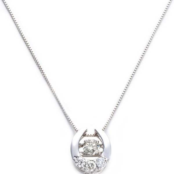 ダイヤモンド ネックレス K18 ホワイトゴールド 0.2ct ダンシングストーン 馬蹄 ホースシュー 一粒 揺れるダイヤ ペンダント 鑑別カード レディース アクセサリー ジュエリー ギフト