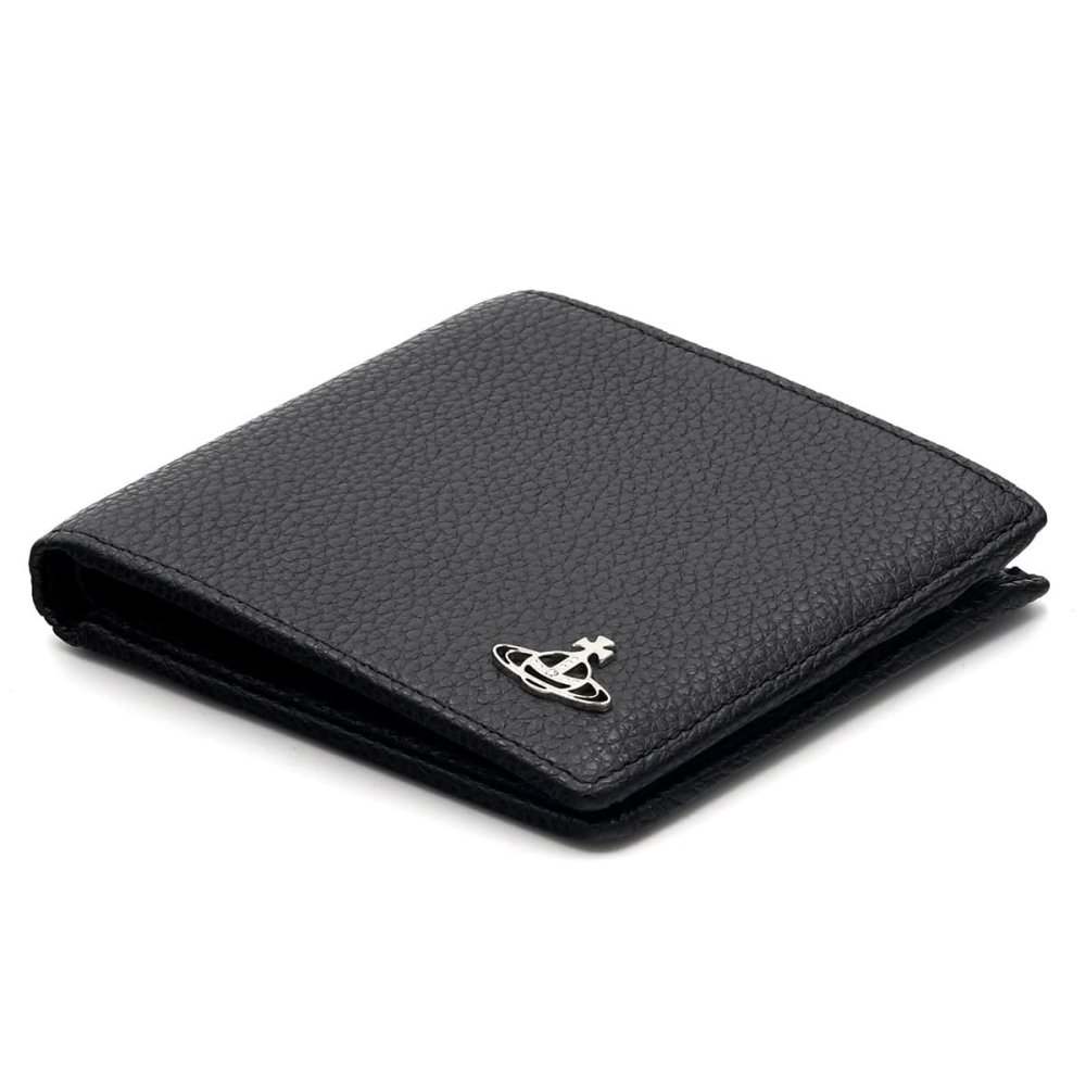 ヴィヴィアンウエストウッド 財布 メンズ 二つ折り財布 Vivienne Westwood 51120008 L001J LA N401 ブラック 黒 グレインレザー 本革 小銭入れなし コンパクト オーブ ロゴ 札入れ ギフト プレゼント