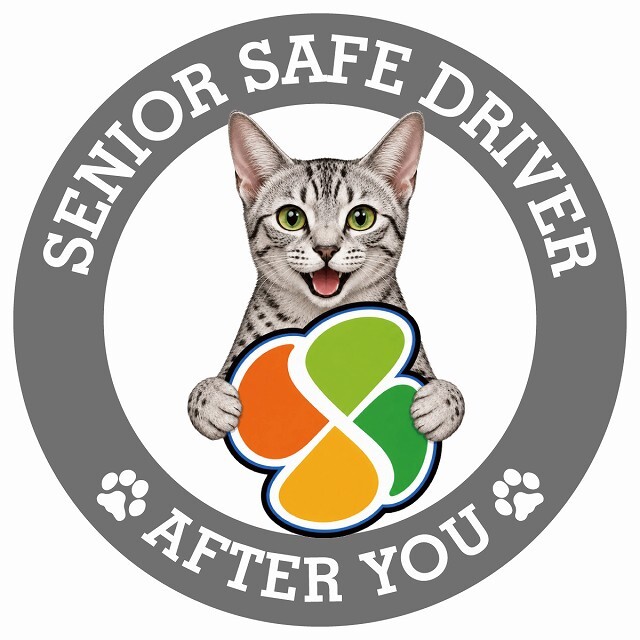 カーサイン 高齢者マーク SENIOR SAFE DRIVER エジプシャンマウ ステッカー シール 直径13cm 肉球 日本製 車