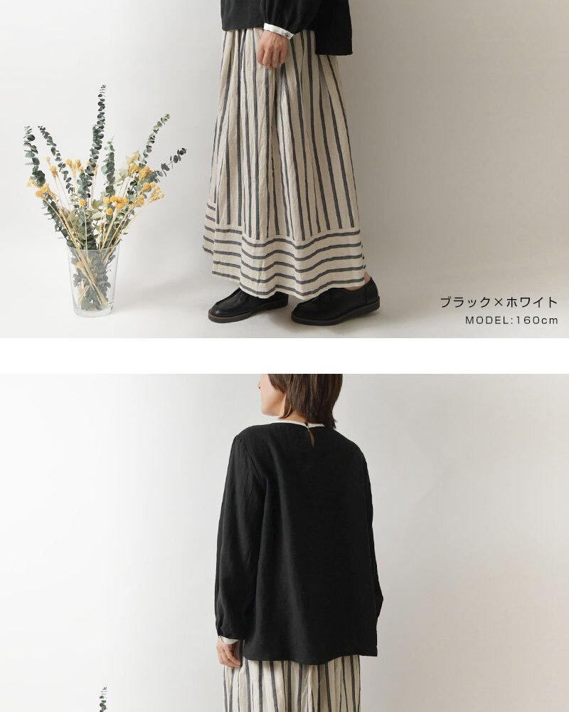 【nous rendent heureux ヌーランドオロー】東炊き リネン バイカラー パイピング タック ブラウス (424033)レディース 春 夏 秋 冬 シャツ slone square スロンスクエア ゆったり ナチュラル 服 日本製 人気 60代 50代 40代 30代