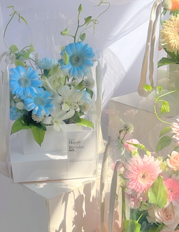 【new】 クリアバッグ付きミニアレンジメント 【 生花商品 】生花アレンジメント フラワーギフト アレンジメントフラワー アレンジメント