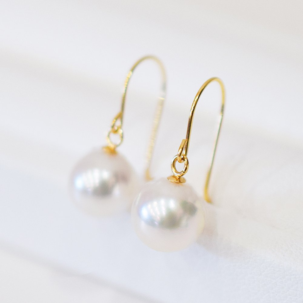 ［pearl431］ 7.5mm - 8mm 揺れる ピアス あこや真珠 シンプル 天草 フォーマル ホワイトピンク 熊本