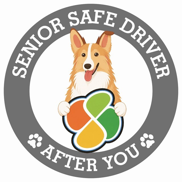 カーサイン 高齢者マーク SENIOR SAFE DRIVER スムースコリー ステッカー シール 直径13cm 肉球 日本製 車