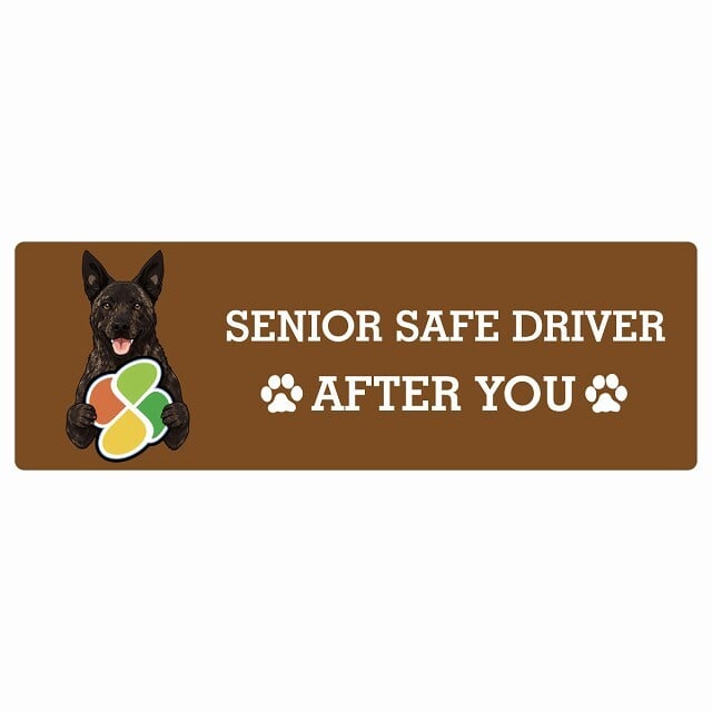 カーサイン 高齢者マーク SENIOR SAFE DRIVER 甲斐犬 ステッカー シール 長方形 15x5cm 肉球 日本製 車