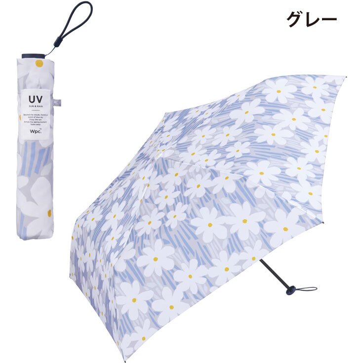 wpc. フラワーアンドステム mini 花柄 フラワー 総柄 ミニ 折り畳み傘 晴雨兼用 定形外 送料無料 日傘 雨傘 傘 UVカット AL02-045-002 撥水 軽量 wpc