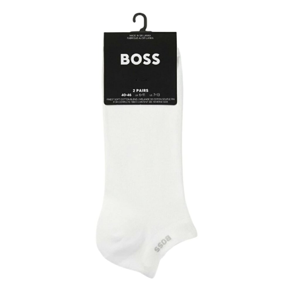 ヒューゴ・ボス HUGO BOSS ソックス アンクル丈 2足組 セット ロゴ コットン混紡 ストレッチ ギフト 靴下 50469849 100 メンズ ホワイト