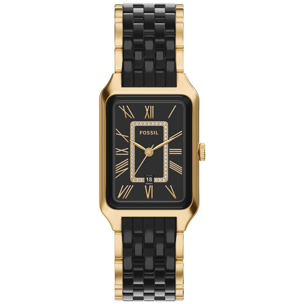 フォッシル FOSSIL 腕時計 レディース RAQUEL デイト アナログ ステンレススチール＆ブラックセラミックウォッチ CE1135【2026 新作】