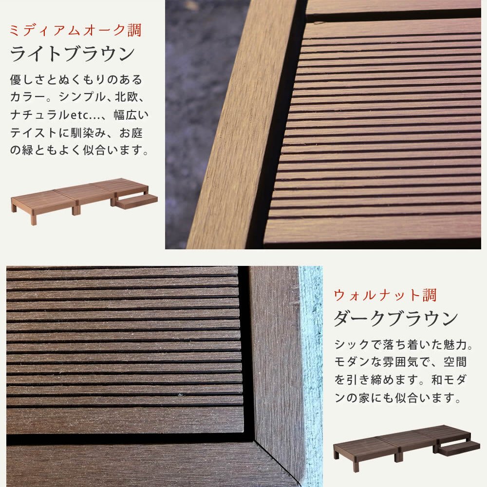 人工木ウッドデッキ ecofeel エコフィール 3台 ステップセット PWDE-3P-STP