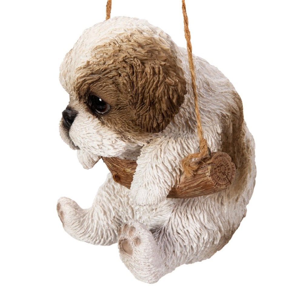 置物 woobia ウービア 犬 小型犬 シーズー ぶら下がり 高さ13cm オーナメント 子犬 茶白 リアル 本物そっくり イギリス生まれ 職人手彩色 縁起物 戌年 玄関 インテリア 新築祝い 引っ越し祝い 開店祝い 出産祝い 誕生日 お祝い ギフト プレゼント 犬好き シーズー好き