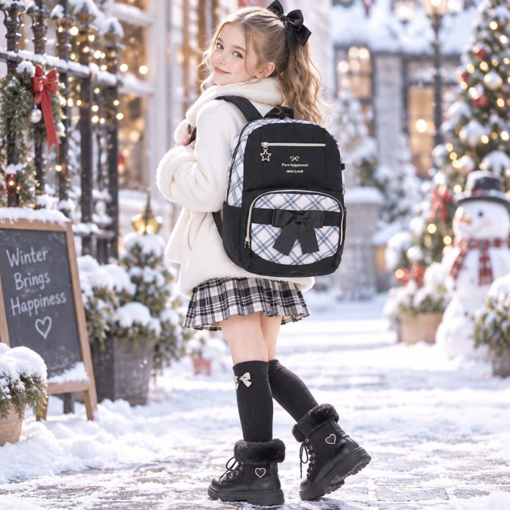 NICECLAUP イリス デイパック 15L リュックサック 大容量 かばん カバン 鞄 バッグ 普段使い 使いやすい キッズ 女の子 ギフト プレゼント ブラック nc424