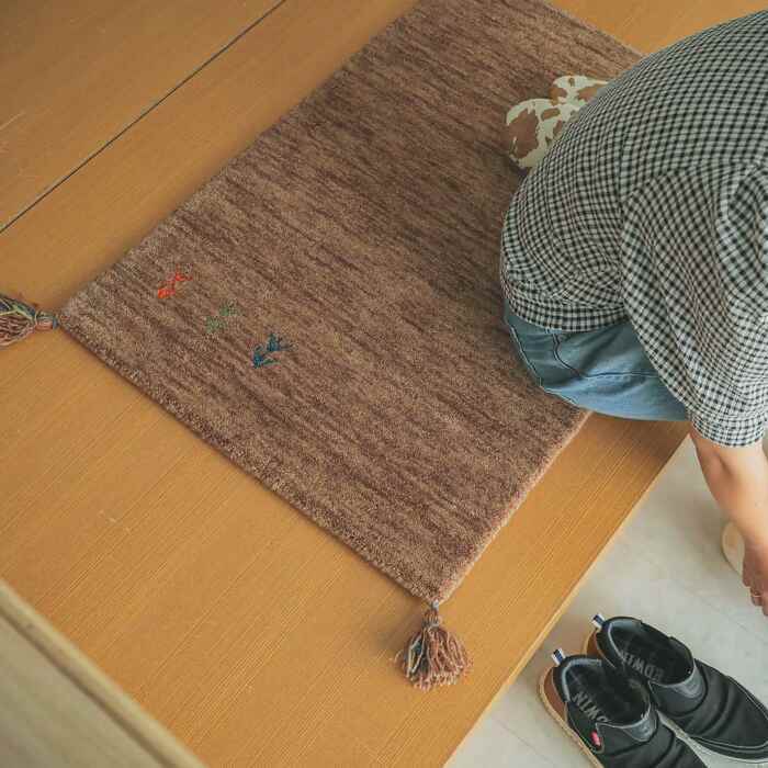 ラグ カーペット マット 玄関 玄関マット おしゃれ 40x60cm シンプルギャッベマット HOT対応 アヤカ 北欧 モダン シンプル デザイン かわいい かっこいい ギャッベ インド製 ホット 床暖 OK 送料無料 手織り 肌触り