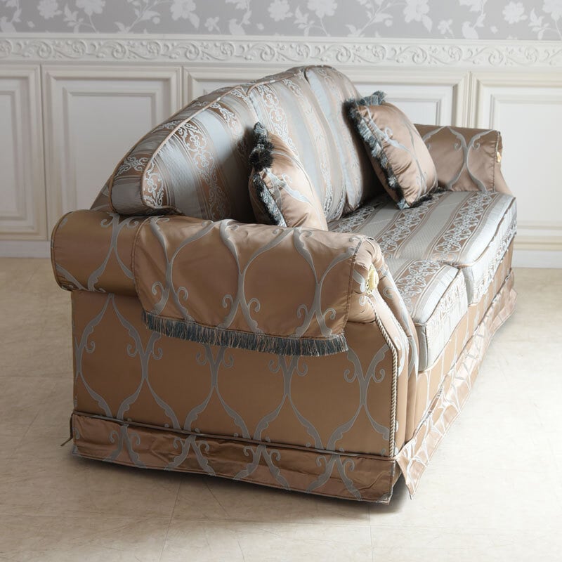 ソファ 座椅子 ファー アンティーク 調 3人用 脚付き オットマン イタリアン フィオーレ 3人掛け カウチ ロココ 幅201cm ヨーロピアン クラシック かわいい ファブリック 北欧 輸入家具 チェア