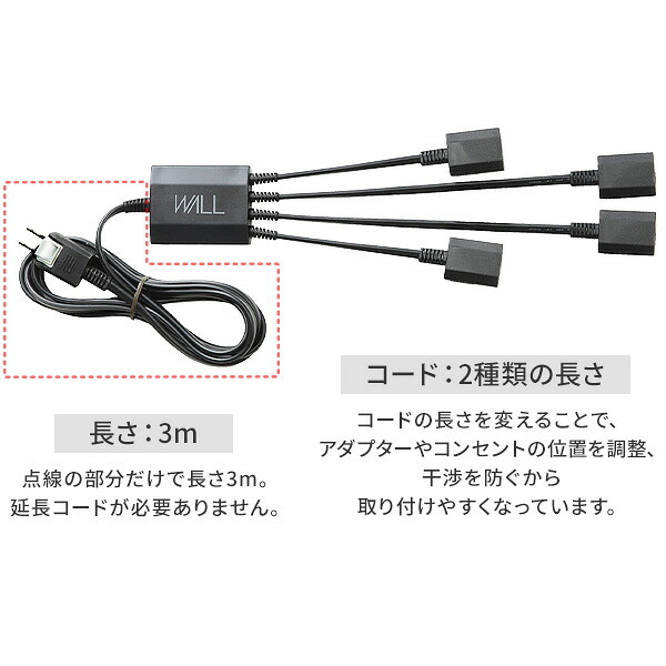 WALLインテリアテレビスタンド 全タイプ対応 スマート設置オプションセット-電源タップ-コードカバー 追加オプション 部品 パーツ 配線整理 配線カバー ケーブルカバー 配線隠し モダン おしゃれ 電源コード WALLオプション