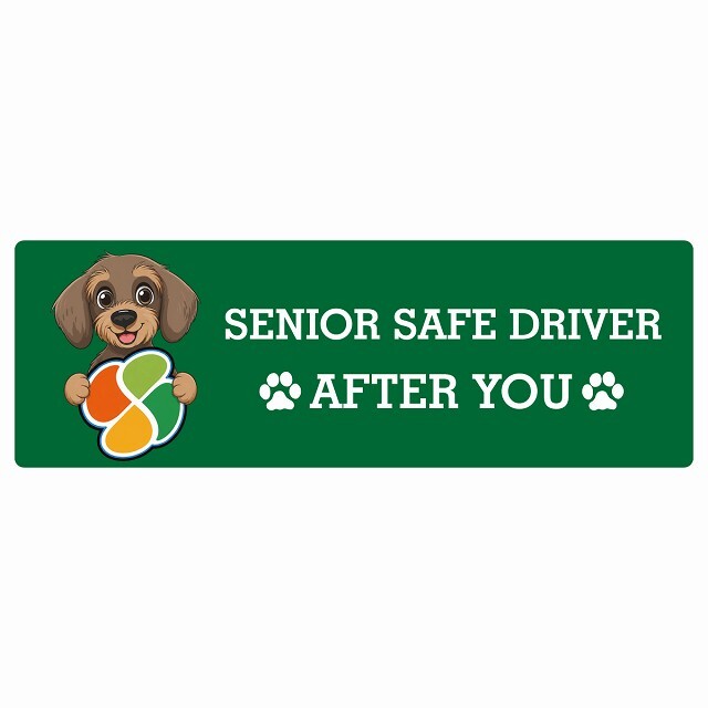 カーサイン 高齢者マーク SENIOR SAFE DRIVER ワイヤーヘアードダックスフンド ステッカー シール 長方形 20x6.7cm 肉球 日本製 車