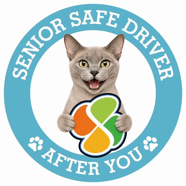 カーサイン 高齢者マーク SENIOR SAFE DRIVER ヨーロピアンバーミーズ ステッカー シール 直径13cm 肉球 日本製 車